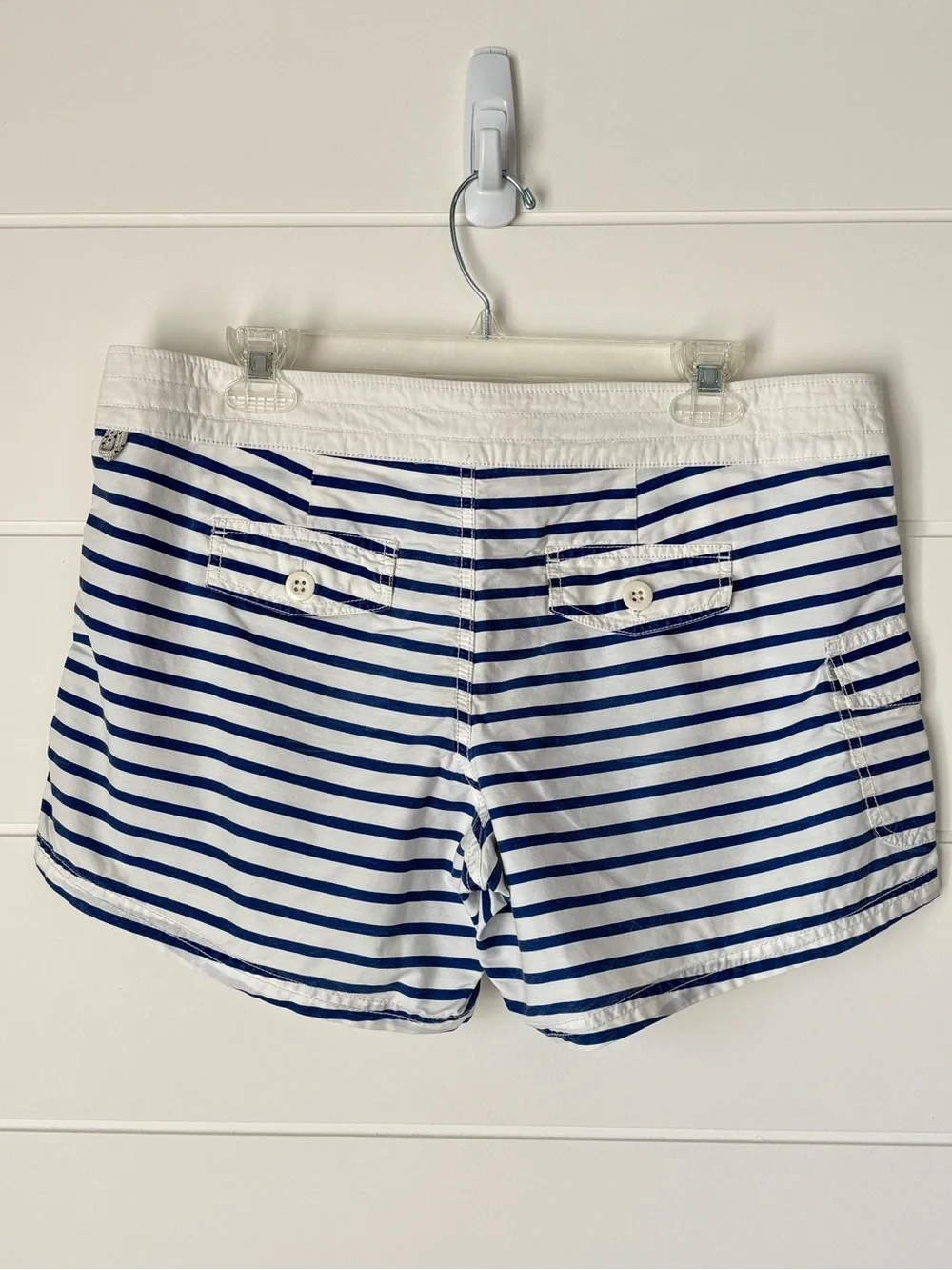 J. Crew Women’s Navy & White Striped Nautical Beach Board Shorts Size 10